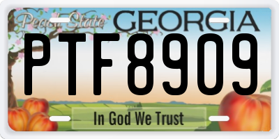 GA license plate PTF8909