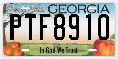 GA license plate PTF8910