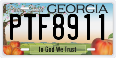 GA license plate PTF8911
