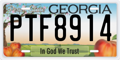 GA license plate PTF8914