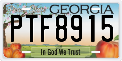 GA license plate PTF8915