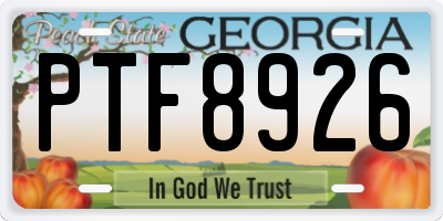 GA license plate PTF8926