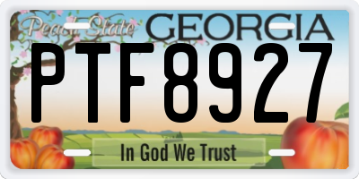 GA license plate PTF8927
