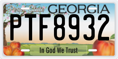 GA license plate PTF8932