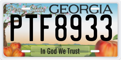 GA license plate PTF8933