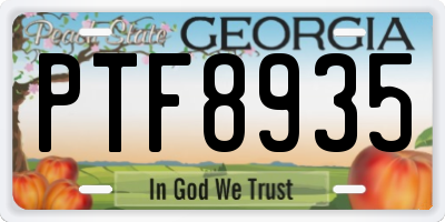 GA license plate PTF8935