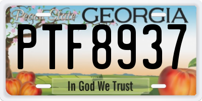 GA license plate PTF8937