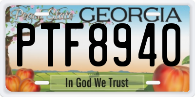 GA license plate PTF8940