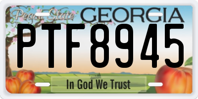 GA license plate PTF8945