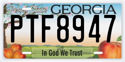 GA license plate PTF8947