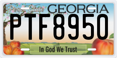 GA license plate PTF8950