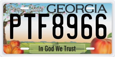 GA license plate PTF8966