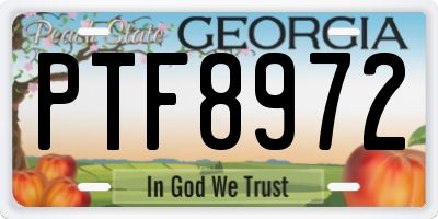 GA license plate PTF8972