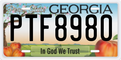 GA license plate PTF8980