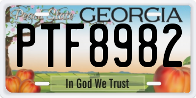 GA license plate PTF8982