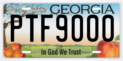GA license plate PTF9000