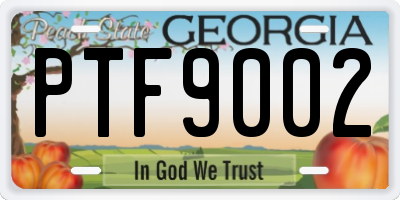 GA license plate PTF9002