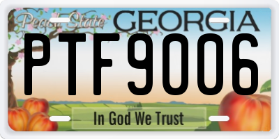 GA license plate PTF9006