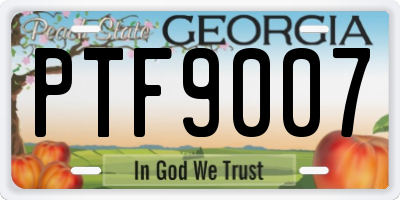 GA license plate PTF9007
