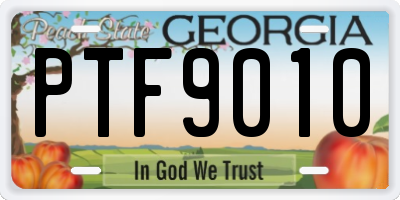 GA license plate PTF9010