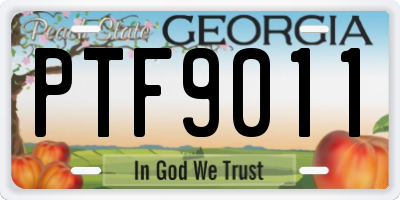 GA license plate PTF9011