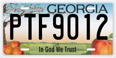 GA license plate PTF9012