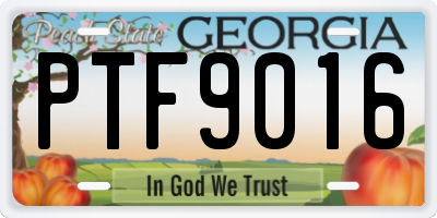 GA license plate PTF9016