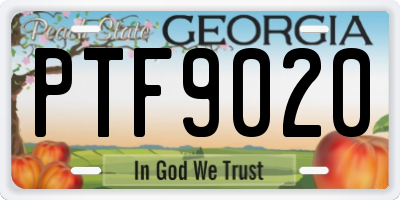 GA license plate PTF9020