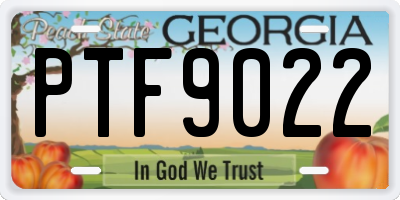 GA license plate PTF9022