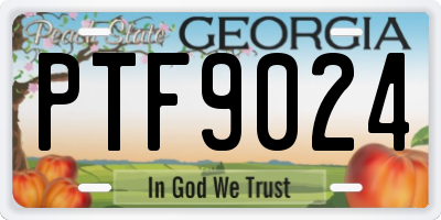 GA license plate PTF9024