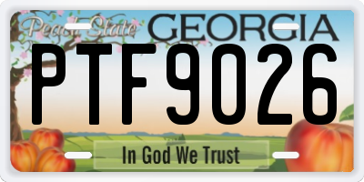 GA license plate PTF9026