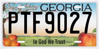 GA license plate PTF9027
