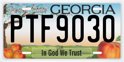GA license plate PTF9030