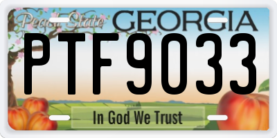 GA license plate PTF9033