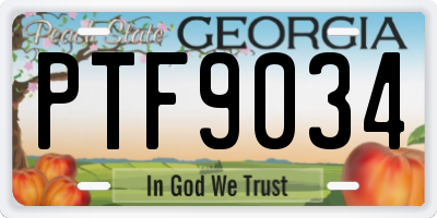 GA license plate PTF9034