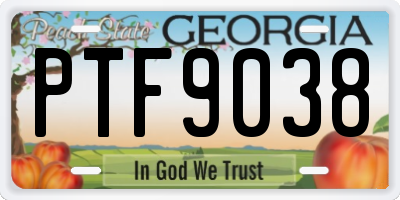 GA license plate PTF9038