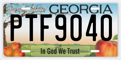 GA license plate PTF9040
