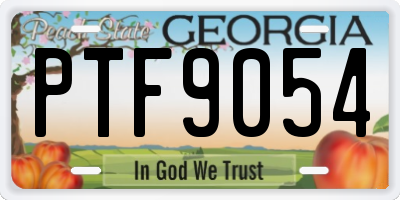 GA license plate PTF9054