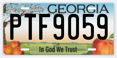 GA license plate PTF9059