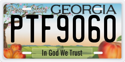 GA license plate PTF9060