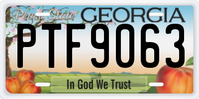 GA license plate PTF9063