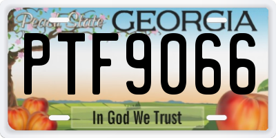 GA license plate PTF9066