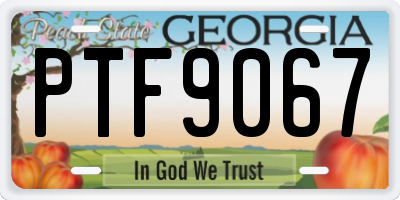 GA license plate PTF9067