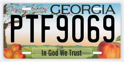 GA license plate PTF9069