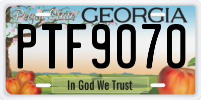 GA license plate PTF9070