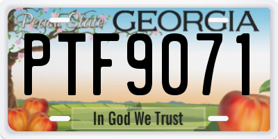 GA license plate PTF9071