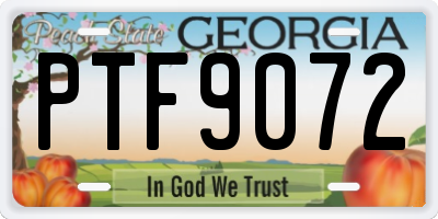 GA license plate PTF9072