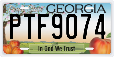 GA license plate PTF9074