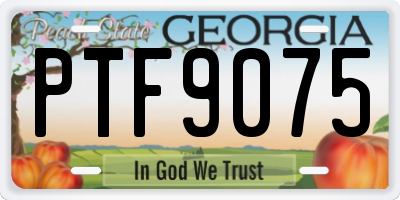 GA license plate PTF9075