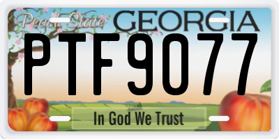 GA license plate PTF9077